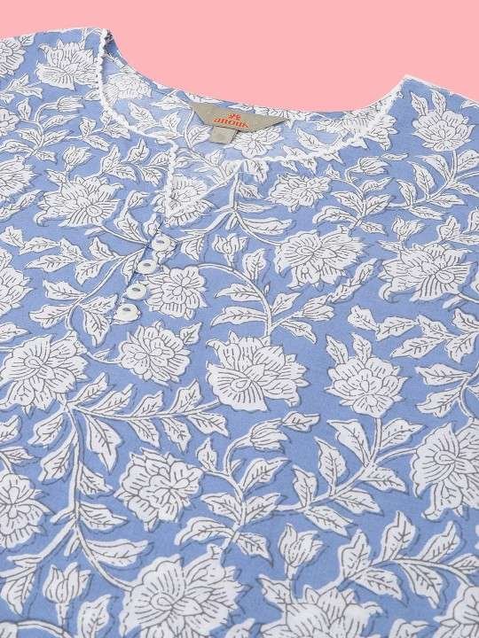 Women's Rayon Floral Printed Straight Short Kurti Set - Image 5